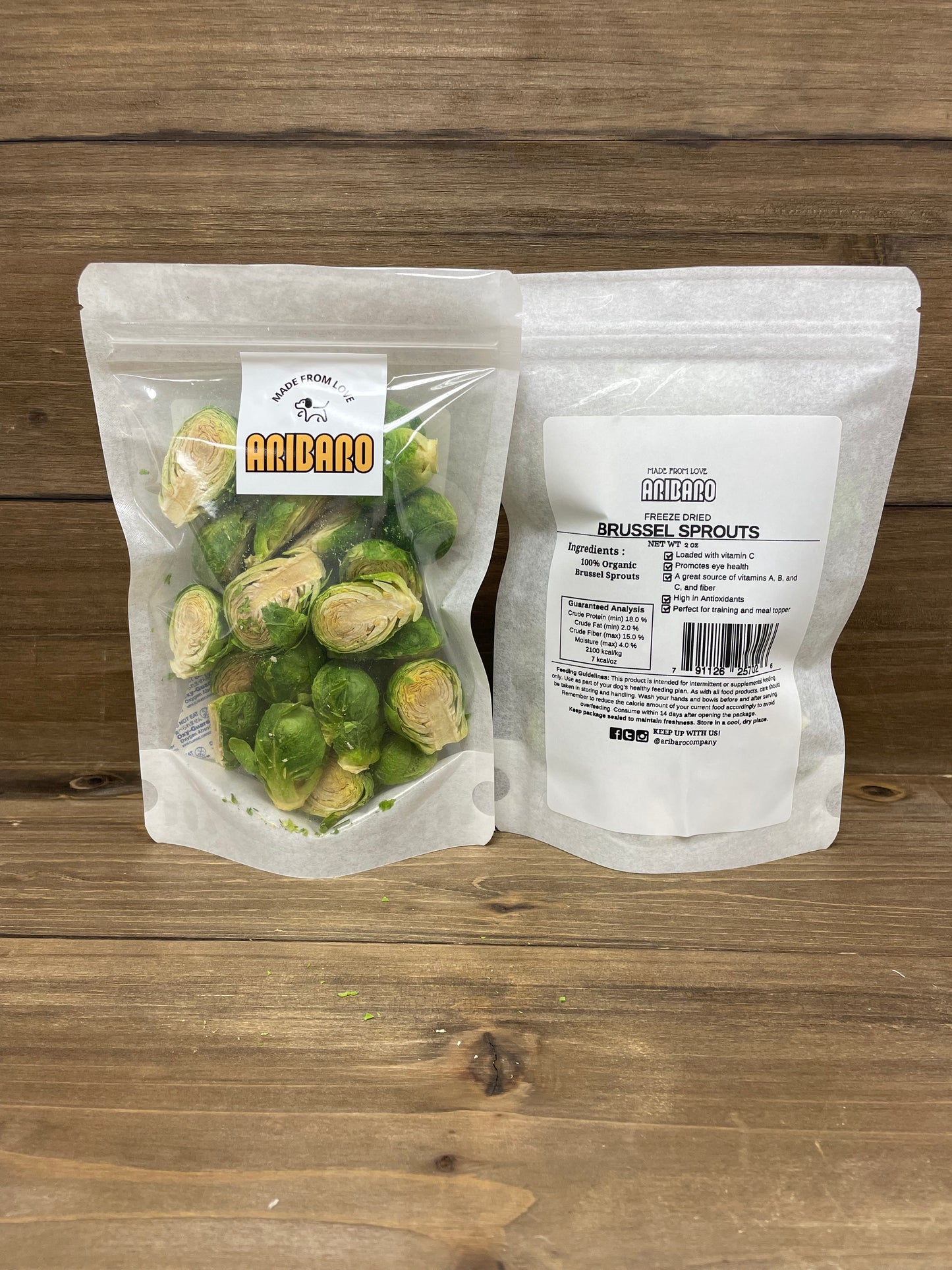 Aribaro Company Organic Freeze-Dried Brussel Sprouts
