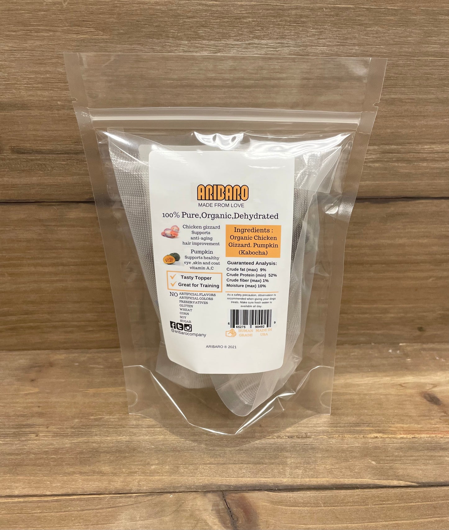 Aribaro Company Dehydrated Raw Chicken Gizzard Pumpkin Sticks 2.0 oz