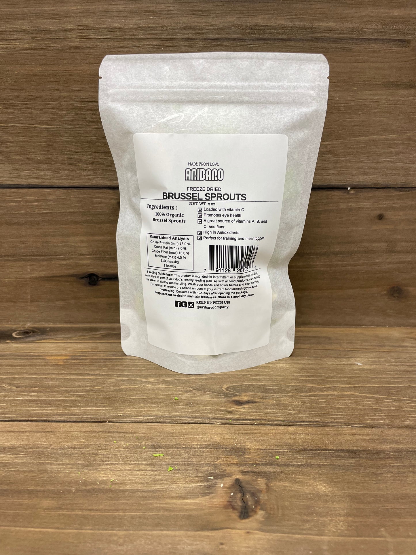 Aribaro Company Organic Freeze-Dried Brussel Sprouts