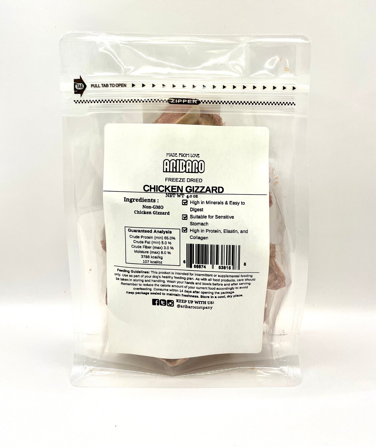 Aribaro Company Freeze Dried Raw Chicken Gizzard