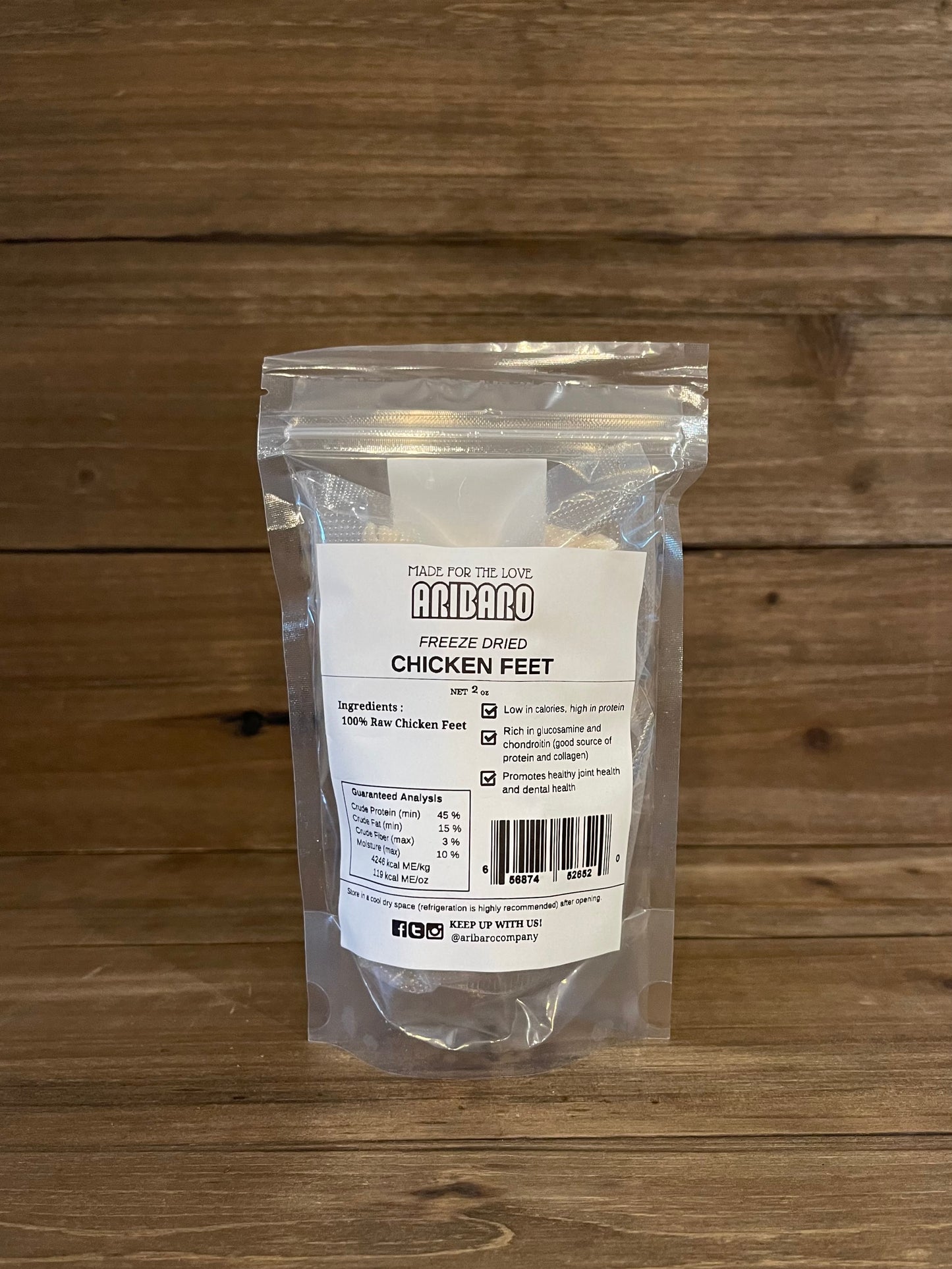 Aribaro Company Freeze-Dried Chicken Feet/Chicken Paws 2.20 oz