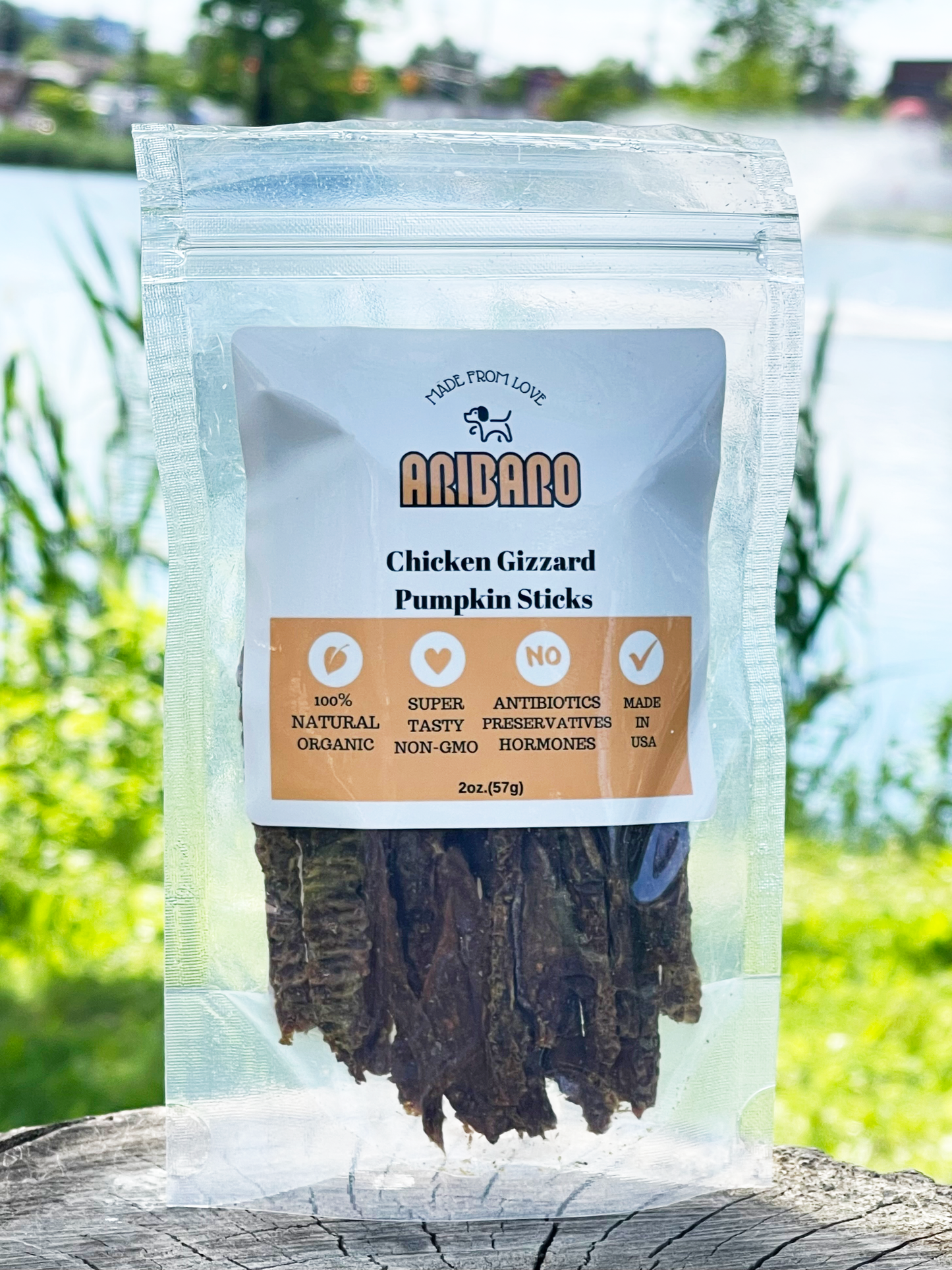 Aribaro Company Dehydrated Raw Chicken Gizzard Pumpkin Sticks 2.0 oz