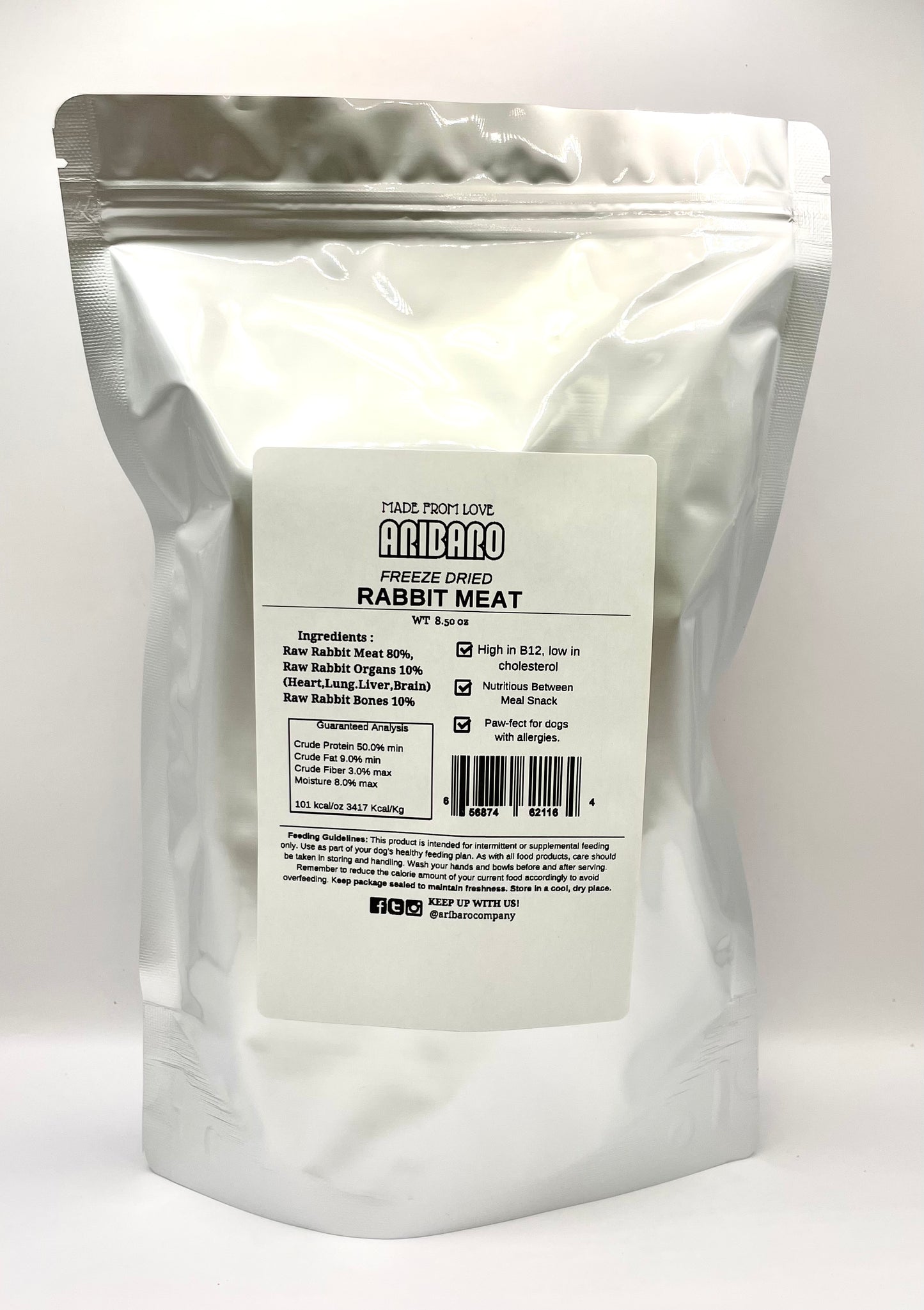 Aribaro Company VALUE PACK Freeze-Dried Raw Rabbit Patties 8.5 oz