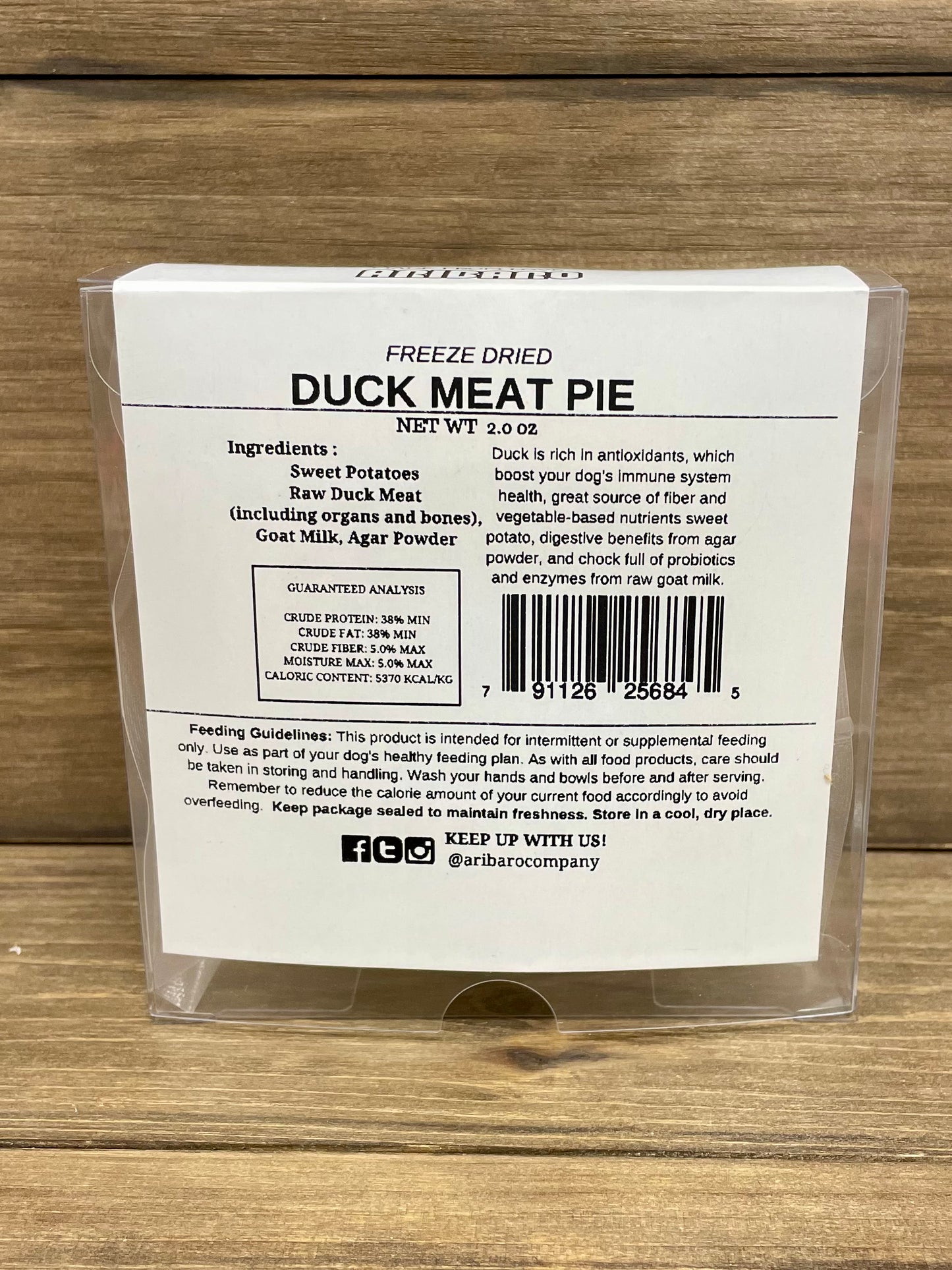 Aribaro Company Freeze-Dried Raw Duck Meat Pie