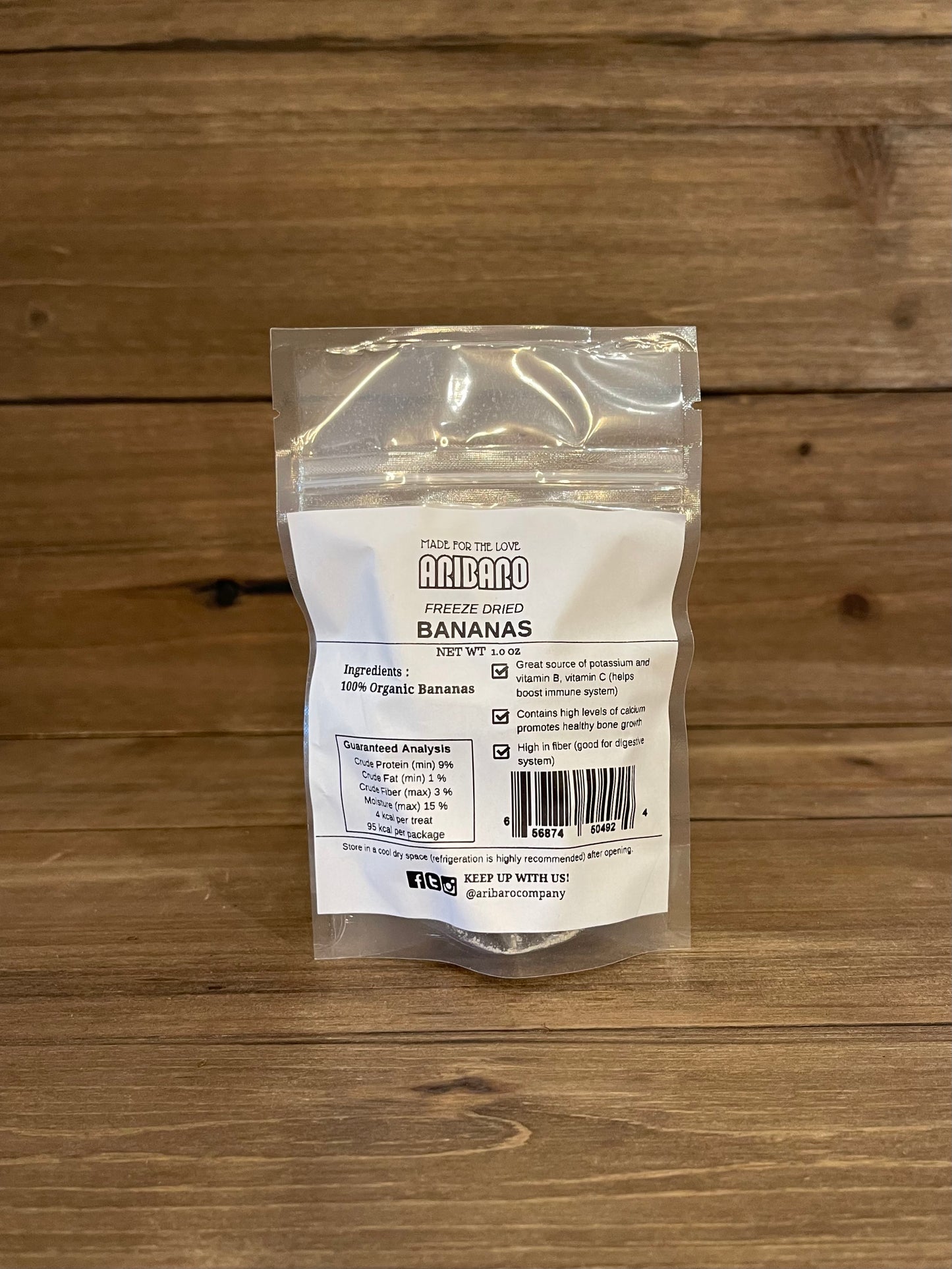 Aribaro Company Freeze-Dried Raw Organic Bananas
