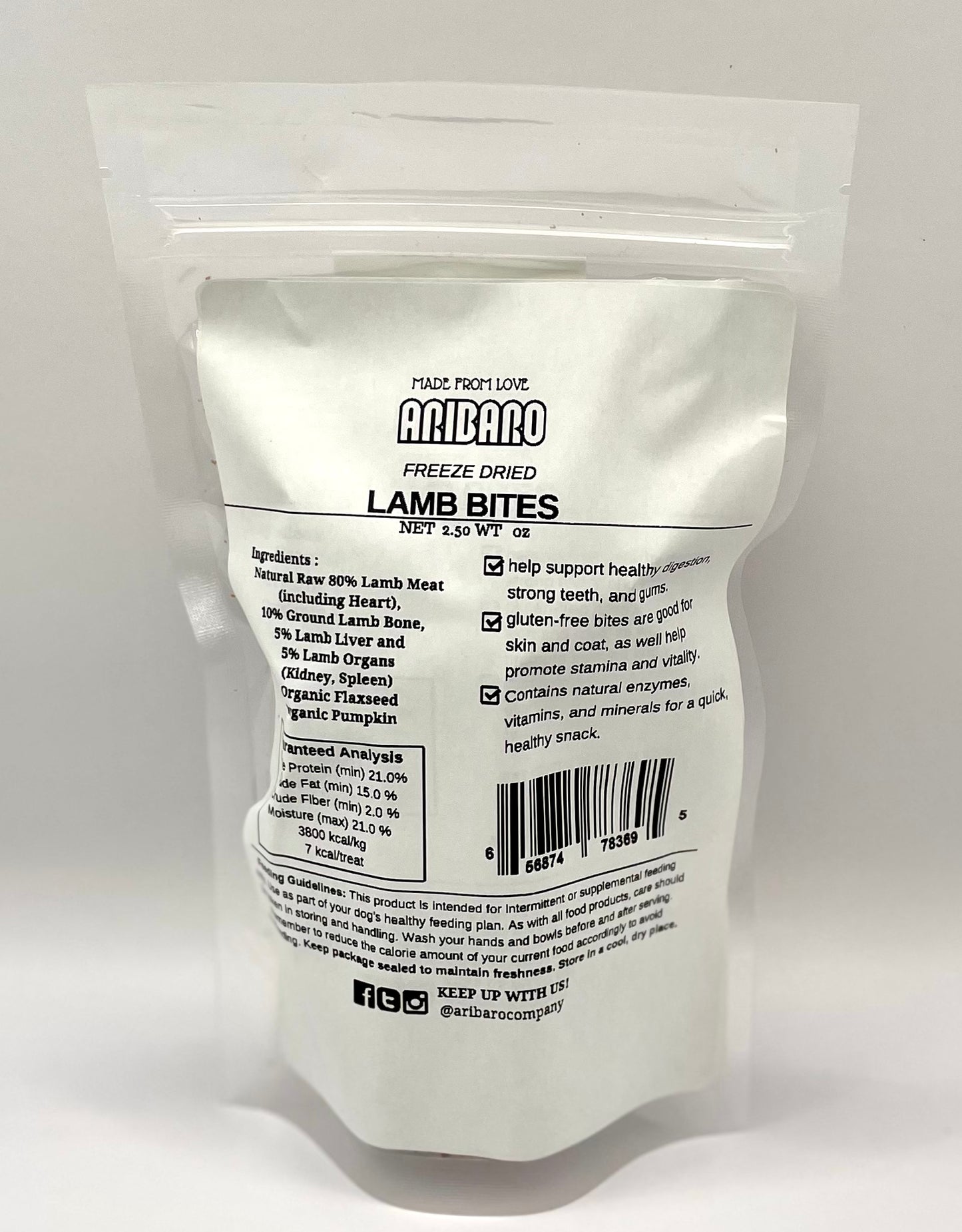 Aribaro Company Freeze-Dried Raw Lamb Bites